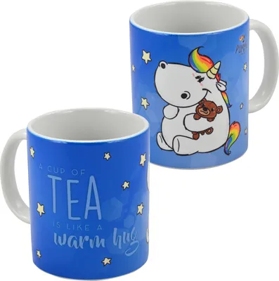 Produktbild von Pummel & Friends Tasse Pummeleinhorn - A cup of Tea is like a warm hug Kaffeetasse Becher Kaffeebecher aus Keramik 320 ml