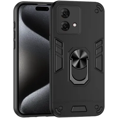 Produktbild von Mobigear Armor Ring  Motorola Moto G84 Hülle Hardcase Backcover Stoßfest mit Ringhalter - Schwarz