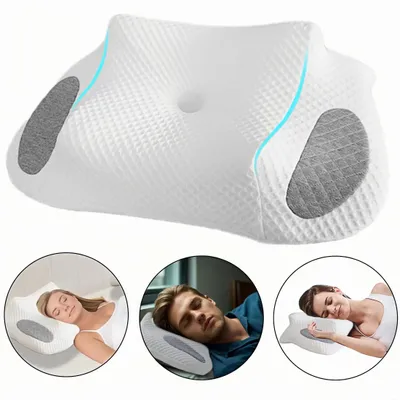 Produktbild von Nackenkissen, Seitenschläferkissen aus Memory Foam, Ergonomisches, Orthopädisches Kissen, Nackenstützkissen, Kopfkissen, für Nackenschmerzen, 60x35cm