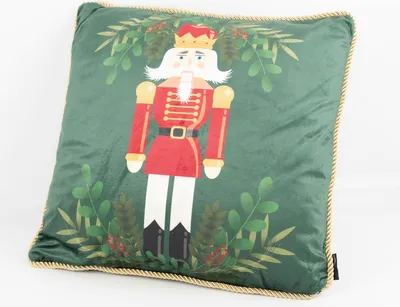 Produktbild von Dekokissen Nutcracker grün 45x45cm mit Kordelumrandung