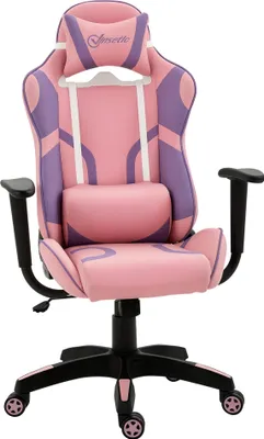 Produktbild von Ergonomischer Gaming Stuhl Bürostuhl Drehstuhl Verstellbares Massage Lendenkissen Höhenverstellbar Rosa&Violett 69x56x125,5 cm