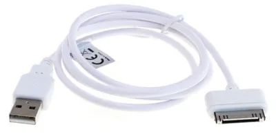 Produktbild von subtel Datenkabel USB (1m) kompatibel mit Apple iPhone 1 / 3G / 3GS / 4 / 4S (Apple 30 Pin (Dock Connector) auf USB A (Standard USB)) USB Kabel Ladekabel weiß