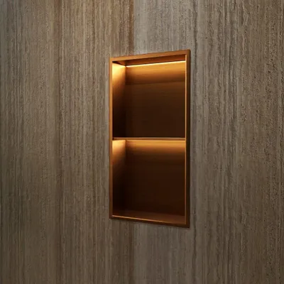 Produktbild von Wandnische Dusche MARSHALL mit LED gebürstetes rosegold