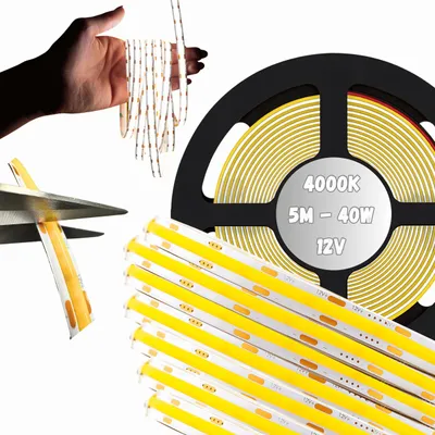 Obrázok produktu pre LED pásik COB 12V 5M roll NEON pásik neutrálna línia 800lm/m 8W/m silný