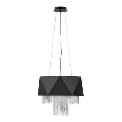Image de Lustre Zuma noir satiné et argenté, 6 x E27 x 60 W, métal, dimensions : 333 x 45 x 45 cm, IP20, Hinkley