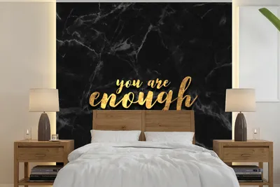 Produktbild von MuchoWow® Fototapete für Wohnzimmer oder Schlafzimmer Wandtapete Vinyl Motivtapete Zitate - Selbstvertrauen - Gold - Marmor - 280x280 cm - Hintergrundbild