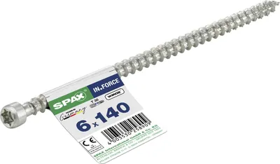 Produktbild von SPAX IN.FORCE, 6 x 140 mm, 1 Stück, Vollgewinde, Zylinderkopf, T-STAR plus T30, 4CUT, WIROX - 4211010601400