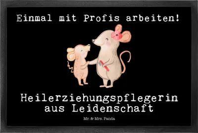 Produktbild von Mr. & Mrs. Panda Schmutzmatte Heilerziehungspflegerin Leidenschaft 50 x 75 cm - Schwarz - Geschenk, Witzig, Spruch, Heilerziehungspfleger, Lustig, Fussmatte, fußmatte