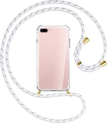 Produktbild von Handykette Backcover-Schutzhülle mit Band (Metall goldfarben) für Apple iPhone 7 Plus / 8 Plus - weiß/grau