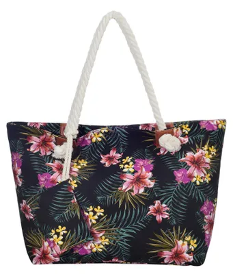 Produktbild von Große Strandtasche Shopper mit Reißverschluss - Tropical Retro