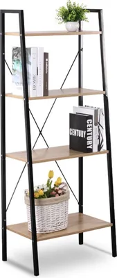 Produktbild von Bolt Edge Bücherregal Industrial – Schwarz/Eiche – 4 Ebenen – 60x35x148cm – Modern & Robust