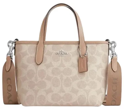 Productafbeelding van Dameshandtas Coach City Mini Tote, uitgevoerd in Signature Canvas, kleur sandbeige