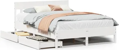 Produktbild von vidaXL Massivholzbett ohne Matratze Weiß 150x200 cm Kiefernholz
