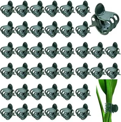 Produktbild von laeeyin 100 Stück pflanzenclips Orchideen Klammern, 1.5 cm Dunkelgrüne pflanzenklammern orchideen klammern Kunststoff Pflanzenklammern für Unterstützen und Halten Pflanze