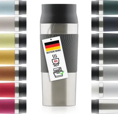 Immagine prodotto di Tazza termica Blumtal Classic in acciaio inox da 500 ml - tazza da caffè a prova di perdite, tazza isolata che mantiene 6 ore di caldo/12 ore di freddo, apertura per bere a 360°, chiusura Easy Quick-Press, antracite