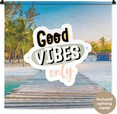 Produktbild von MuchoWow® Wandteppich Wandbehang Sommer - Zitate - Palme - Strand 90x90 cm Tapisserie Dekoration Wandtuch - Wandaufhänger