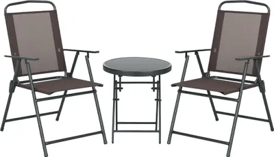 Produktbild von Outsunny Bistro-Set 3-teilig aus Metall Wetterfest Gartenmöbel Set mit Glastisch