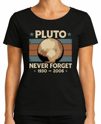 Obrázok produktu pre Pluto Never Forget 1930 2006 Vintage Retro Space Astronomy Dámske tričko, čierne, XXL