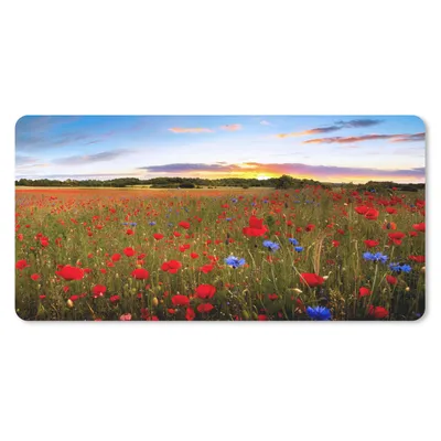 Produktbild von MuchoWow® Mauspad Mousepad Blumenwiese - Mohnblumen - Rot 60x30 cm - Mousepads - Maus Mat - Pad - Mausunterlage - Nachhaltig