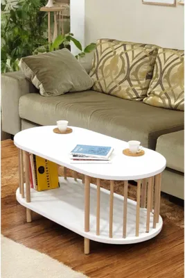 Produktbild von Skye Decor, Hochwertiger Nesting Tisch (3 Teile) - Saphir Eiche, 100% Melamin, 90 cm