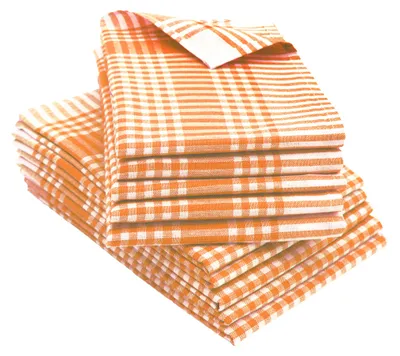 Produktbild von 10er Set Geschirrtücher 100% Baumwolle in 50x70 cm, saugstarke & robuste Küchentücher, orange kariert