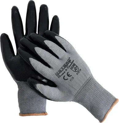 Produktbild von Montagehandschuhe Mechanikerhandschuhe 12er Nitril Handschuhe Garten grau 7/S