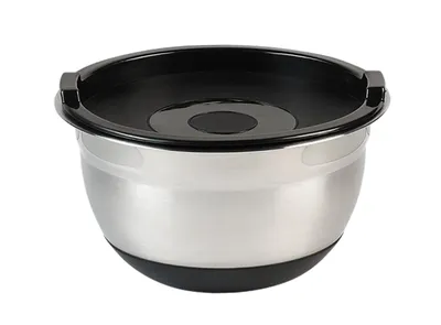 Produktbild von RÜHRSCHÜSSEL mit Deckel Ø18cm aus Edelstahl Anti-Rutsch Boden Salatschüssel Wasserschüssel Edelstahlschüssel Schüssel 55