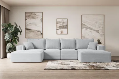 Produktbild von ALTDECOR Ecksofa mit Schlaffunktion und Bettkasten - Corner Sofa Eckcouch Couch U-Form universal, links/rechts angeordnet Schlafcouch Ausziehbar Wohnlandschaft SIERRA-U-S - 349x161x87 cm Grau