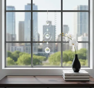 Produktbild von formano Deko Hänger Kugel 3teilig hängend Acryl 26cm Silber Fensterschmuck Hängedeko
