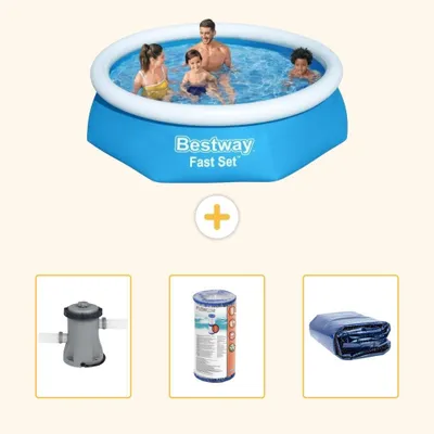Immagine prodotto di Bestway Fast Set, piscina rotonda - 244x61 cm - 4 pezzi - Modello S22269