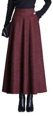 Immagine prodotto di Omgoods - Gonna lunga elegante con motivo a quadri per donna