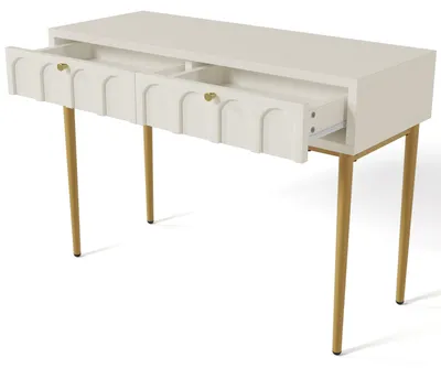 Image de Table de maquillage avec 2 tiroirs, hauteur 76,5 cm. Commode pour chambre, meuble haut, buffet, commode avec tiroirs, commode pour chambre