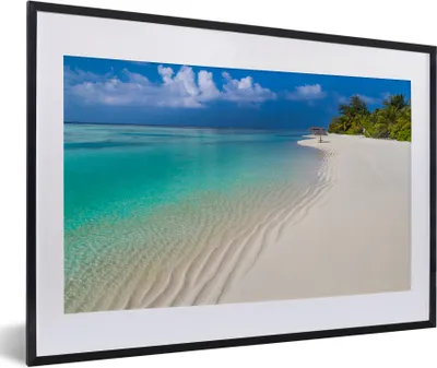 Produktbild von MuchoWow® Gerahmtes Poster Meer - Strand - Sommer 60x40 cm - Poster mit Schwarzem Bilderrahmen Wandposter Rahmen Foto Bilder - Schlafzimmer - Plakat in Rahmen - Drucken
