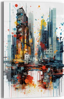 Produktbild von DEQOART Magnettafel Glas 60x90 cm 'Städtischer Farbfluss' beschreibbar Whiteboard Küche