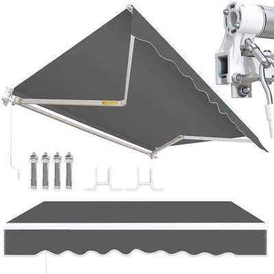Obrázek produktu pro Hliníkový zahradní slunečník 350 x 300 cm, šedý polyester 280 g/m²