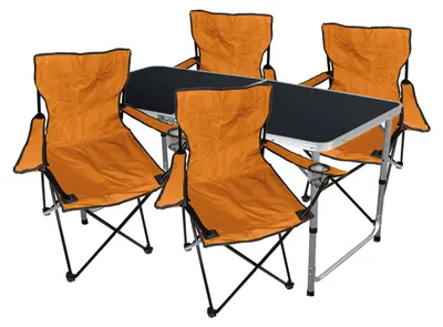 Produktbild von 5-teiliges Campingmöbel Set Lime Tisch höhenverstellbar + Stühle