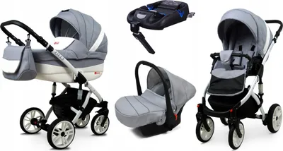 Obrázek produktu pro BabyLux® Lilly | Kocárek 4v1 Set | Stríbrný | Kombinovaný kocárek | Sada kocárku | Isofix-Basi