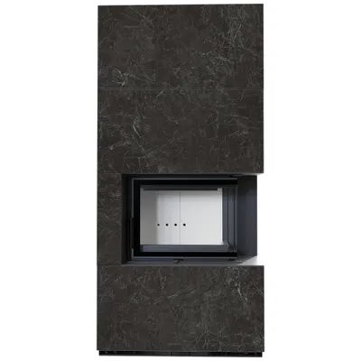 Produktbild von Kaminbausatz KRATKI FLOKI BOX rechts 8 kW Ø 160 Quarzsinter NATURALI NERO GRECO
