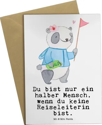 Produktbild von Mr. & Mrs. Panda babykarte Reiseleiterin Herz - Weiß - Geschenk, weihnachtskarten, Grußkarten, osterkarte, einladungskarten, Grußkarte