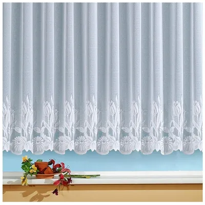Image de Voilage jacquard - Blanc - 85 x 300 cm - Semi-transparent avec bande à plis