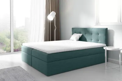 Produktbild von Boxspringbett Schlafzimmerbett PARLA 180x200cm Stoff Meeresgrün