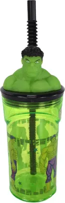 Produktbild von Marvel Hulk Trinkbecher 360ml Strohhalm Deckel