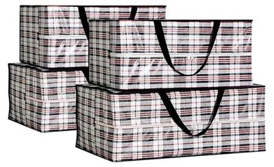 Produktbild von 4er Pack Aufbewahrungstasche für Bettdecken,Decken,Bettwäsche,Spielzeug,Kleidung Aufbewahrung,Plastiktasche mit Reißverschluss,Umzugskartons,Moving Storage Boxes Tasche,Kleideraufbewahrung
