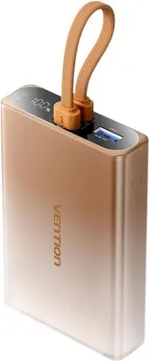 Image de Batterie externe Vention 10 000 mAh USB-C + Lightning + USB-A 22,5 W avec affichage LED en cuivre