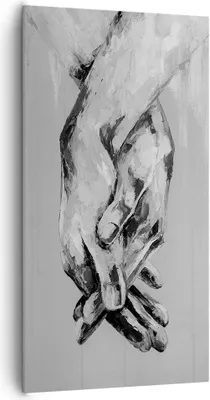Produktbild von Bild auf Leinwand - Leinwandbild - Einteilig - Handschriftlich Hände Schwarzweiß - 65x120cm Wand Bild Wanddeko Wandbilder Leinwanddruck Bilder Wanddekoration Leinwand bilder PA65x120-4566