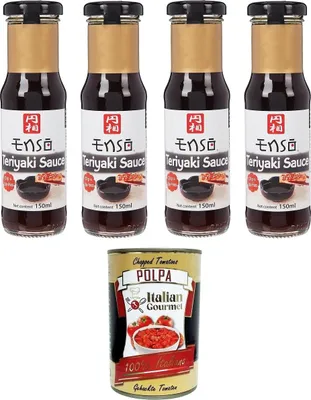 Produktbild von Enso Salsa Teriyaki Sauce cuisine 4x150ml + Italian Gourmet Polpa di Pomodoro 400g