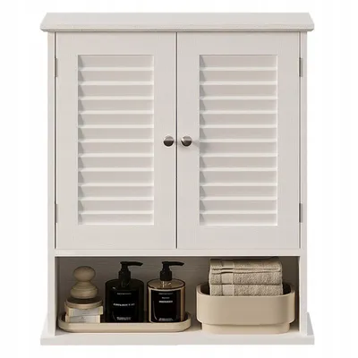 Immagine prodotto di Mobile da bagno sospeso bianco con ripiano e montante, da parete, stile loft, moderno, 70 cm