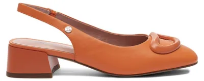 Produktbild von Pumps Orange Naturleder Slingback mit 3D-Applikation abgerundete Spitze 4 cm Absatz K747418001