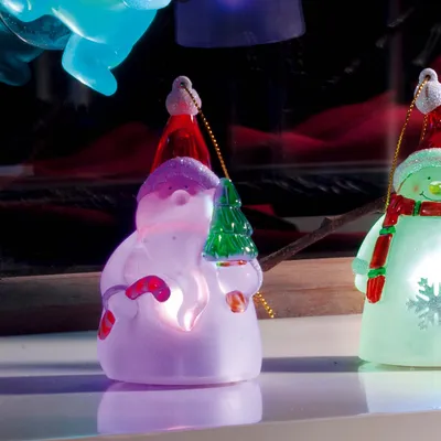 Produktbild von LED Deko Figur RGB Anhänger Weihnachten Schmuck Christbaum Weihnachtsmann