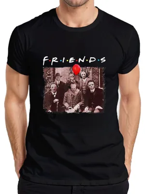 Immagine prodotto di Maglietta FRIENDS Horror Halloween Slasher Masks Pennywise Jason Freddy Uomo, Nero, S